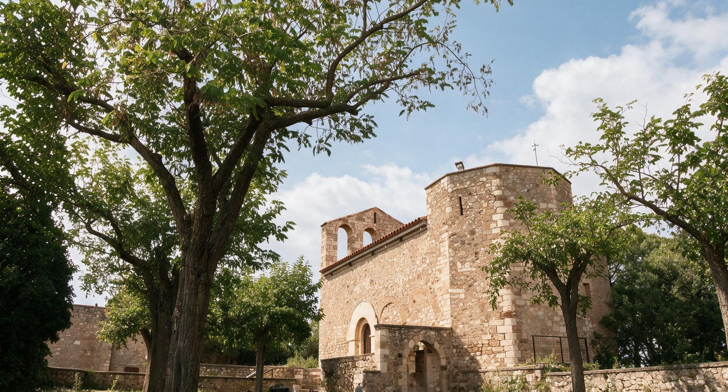 L’església del Santuari de Foix de dia, entre els arbres